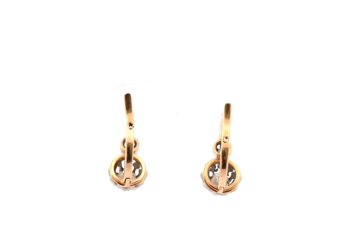 Boucles d'oreilles anciennes en or et diamants - Castafiore