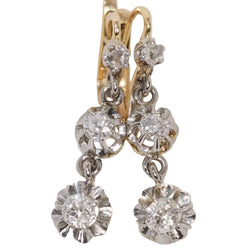 Boucles d'oreilles anciennes en or jaune et diamants - Castafiore