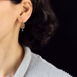 Boucles d'oreilles anciennes en or rose et perles fines - Castafiore
