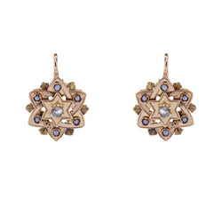Boucles d'oreilles ANCIENNES Étoile en or rose et diamants - Castafiore