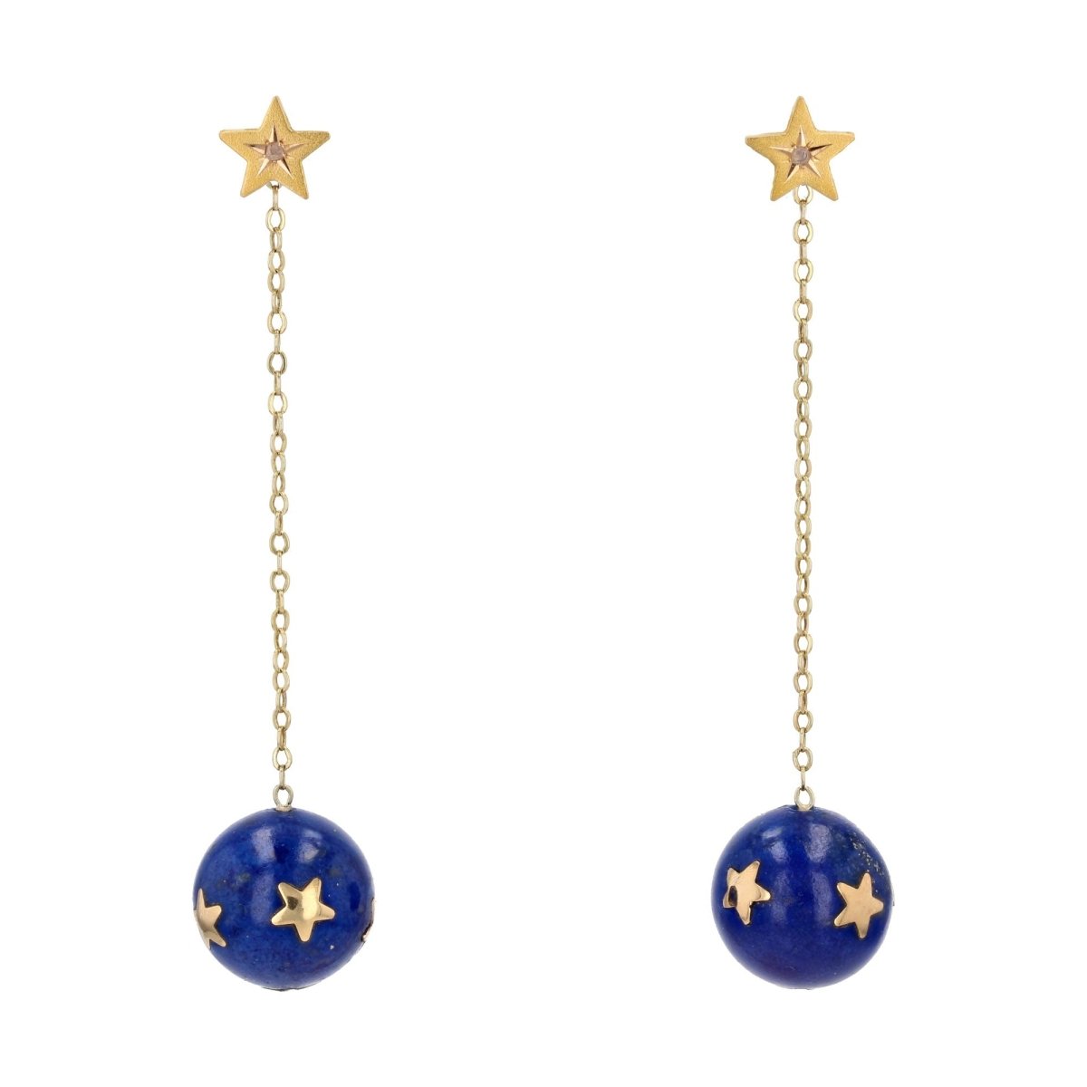 Boucles d'oreilles ANCIENNES Étoiles en or jaune et diamants - Castafiore