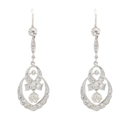 Boucles d'oreilles anciennes or blanc diamants - Castafiore