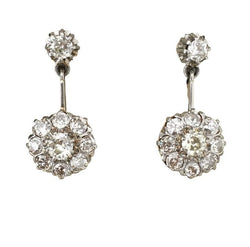 Boucles d’oreilles ANCIENNES Pendantes en or jaune et diamants - Castafiore