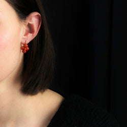 Boucles d'oreilles ANCIENNES Perles en or jaune et corail - Castafiore