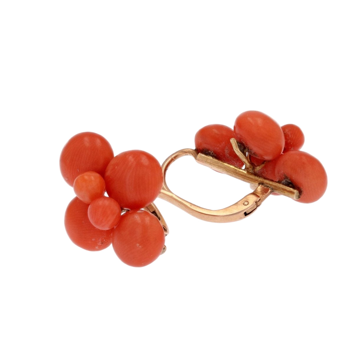 Boucles d'oreilles ANCIENNES Perles en or jaune et corail - Castafiore
