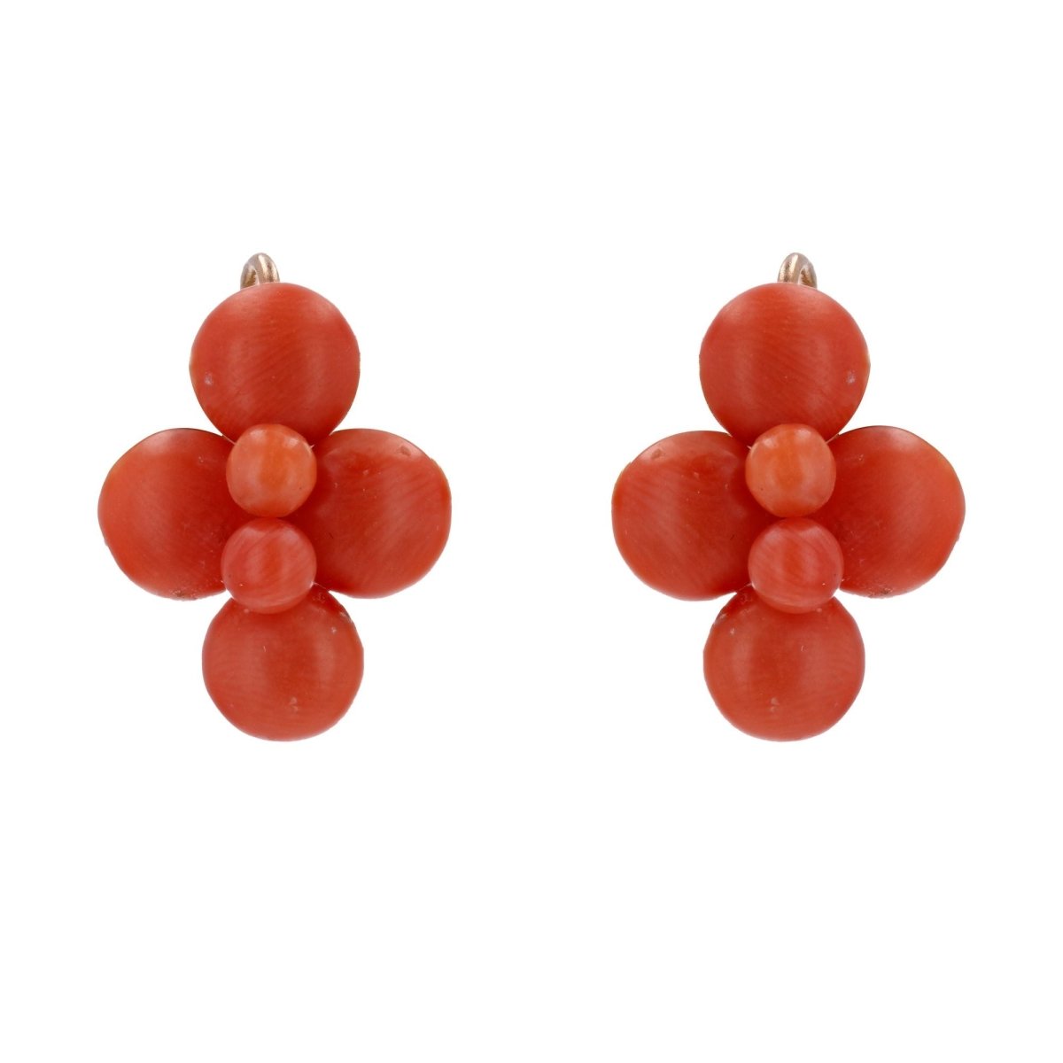Boucles d'oreilles ANCIENNES Perles en or jaune et corail - Castafiore