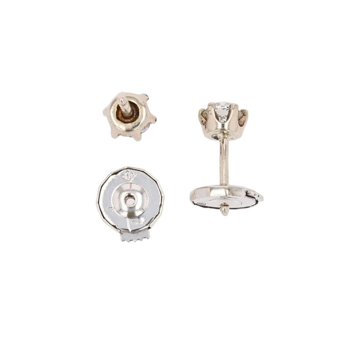 Boucles d'oreilles ANCIENNES Puces en or blanc et diamant - Castafiore
