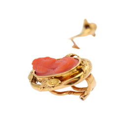 Boucles d'oreilles Anciens Clip camées en or jaune et corail - Castafiore