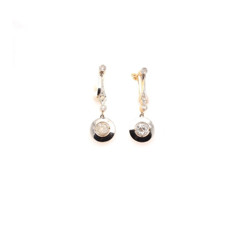 Boucles d'oreilles Art Déco diamants en or 18k et platine - Castafiore