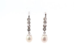 Boucles d'oreilles art déco diamants et perles de culture d'eau douce - Castafiore