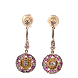 Boucles d'oreilles art déco diamants et rubis - Castafiore