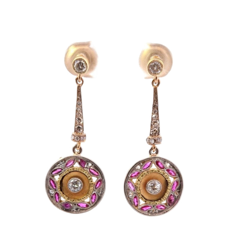 Boucles d'oreilles art déco diamants et rubis - Castafiore