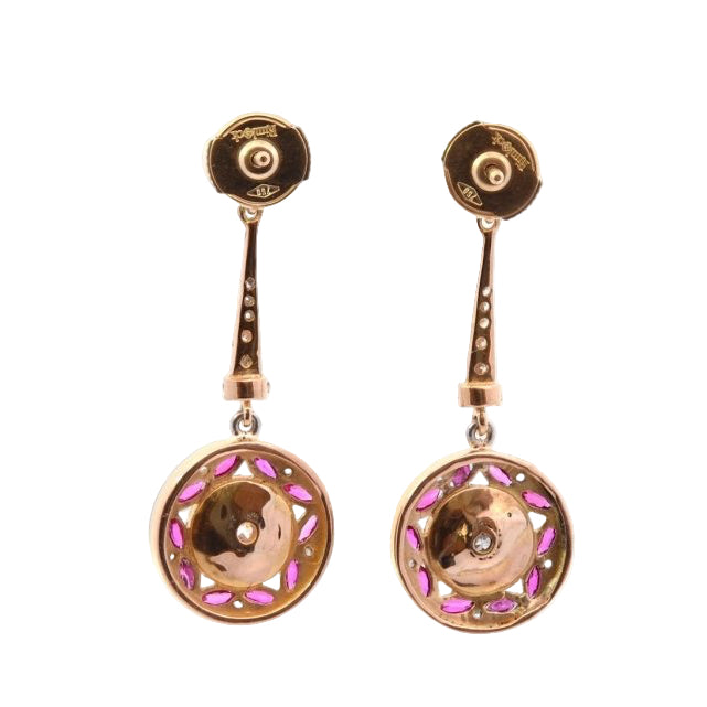 Boucles d'oreilles art déco diamants et rubis - Castafiore