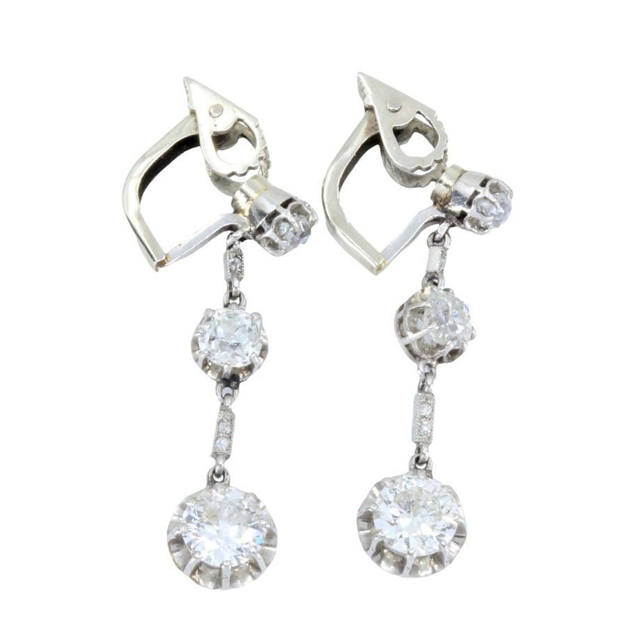 Boucles d'oreilles Art Déco en or blanc et diamants - Castafiore