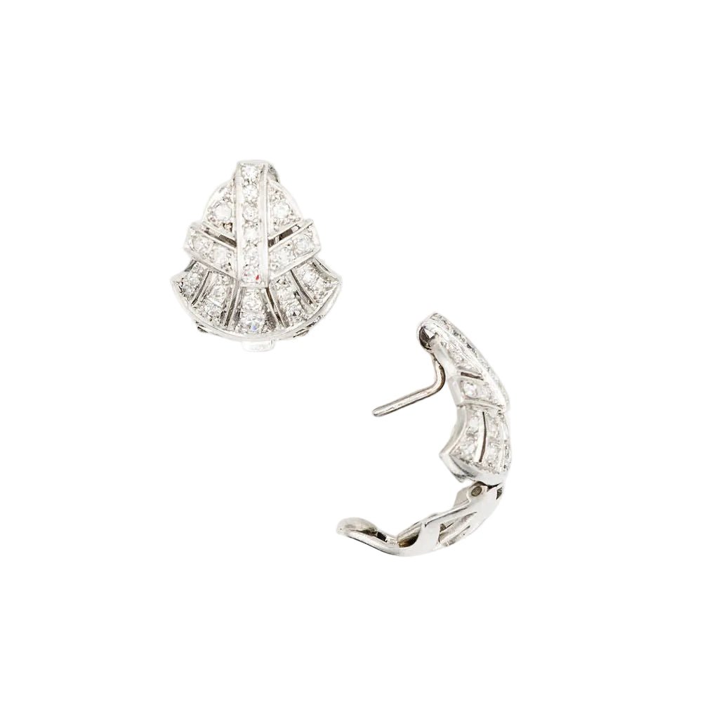 Boucles d'oreilles Art Déco en platine et diamants - Castafiore