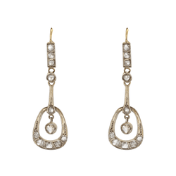 Boucles d'oreilles ART NOUVEAU Pendants en or jaune et blanc et diamants - Castafiore