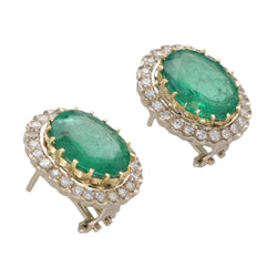 Boucles d'oreilles avec 8,0 Cts d'emeraudes et diamants en Or jaune 18 Cts vers 1970. - Castafiore