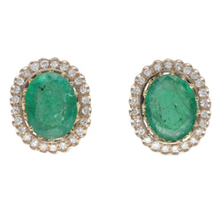 Boucles d'oreilles avec 8,0 Cts d'emeraudes et diamants en Or jaune 18 Cts vers 1970. - Castafiore
