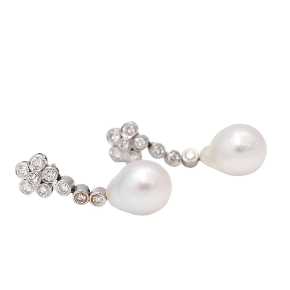 Boucles d'oreilles avec perles australiennes et diamants - Castafiore