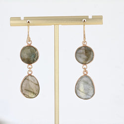 Boucles d'oreilles BAUME Pendants en or rose et labradorite - Castafiore