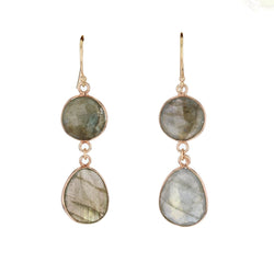 Boucles d'oreilles BAUME Pendants en or rose et labradorite - Castafiore