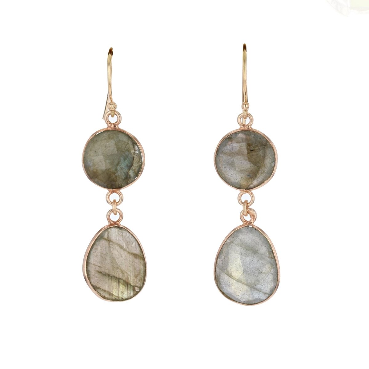 Boucles d'oreilles BAUME Pendants en or rose et labradorite - Castafiore