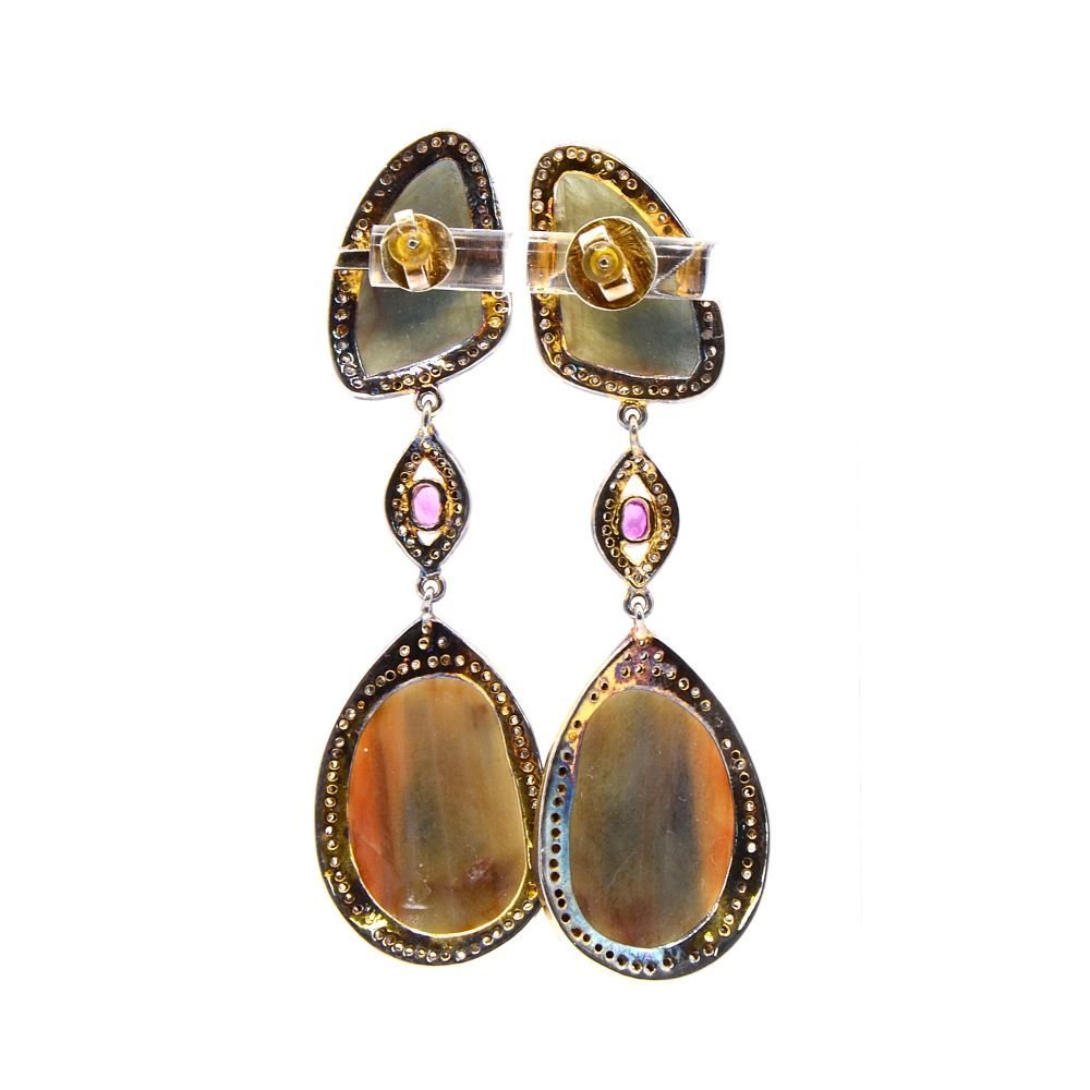 Boucles d'oreilles BOHEME longs pendants en argent et saphirs - Castafiore