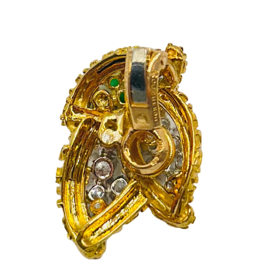 Boucles d'oreilles BOUCHERON en or jaune, diamants et émeraudes - Castafiore