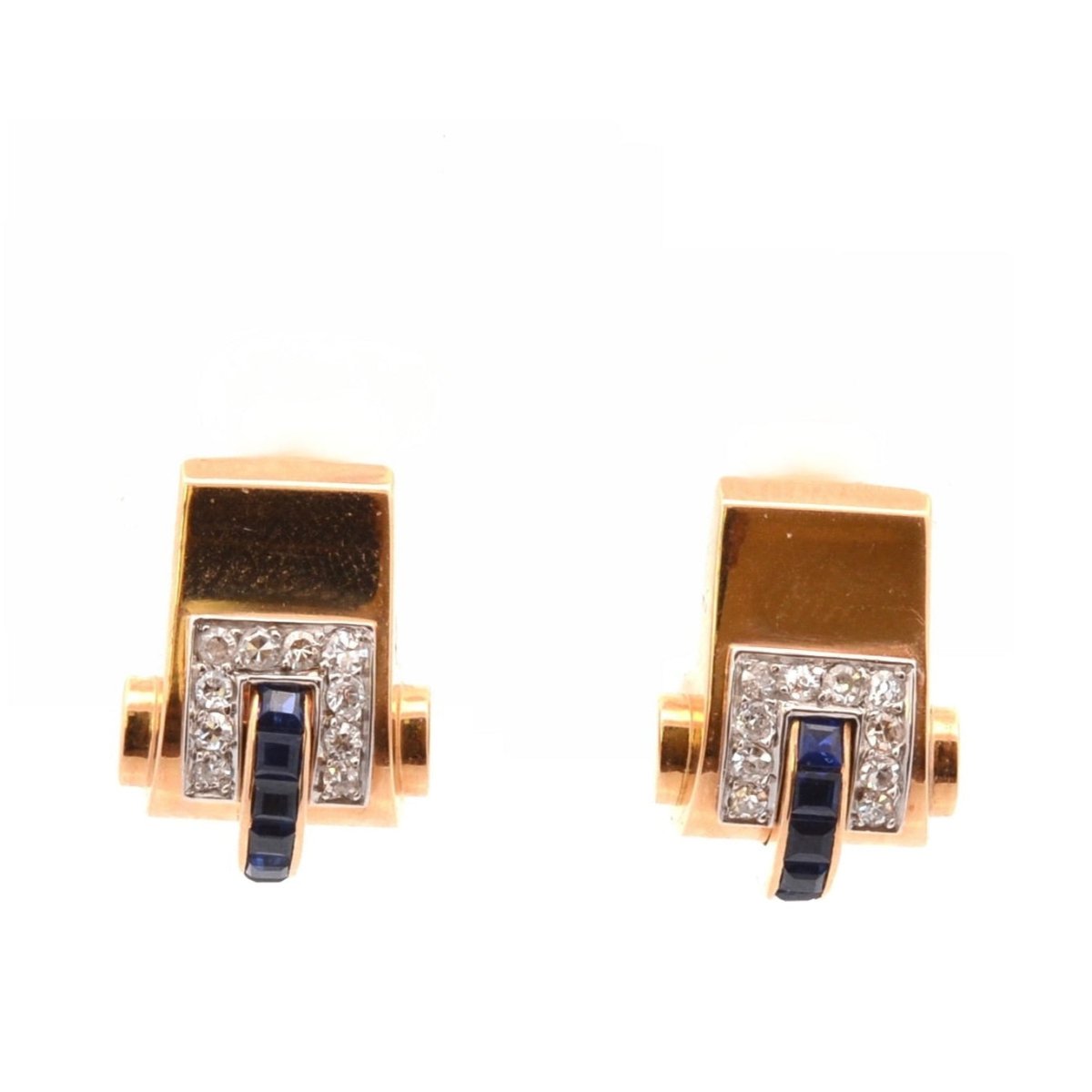 Boucles d'oreilles BOUCHERON en or jaune, saphirs et diamants - Castafiore