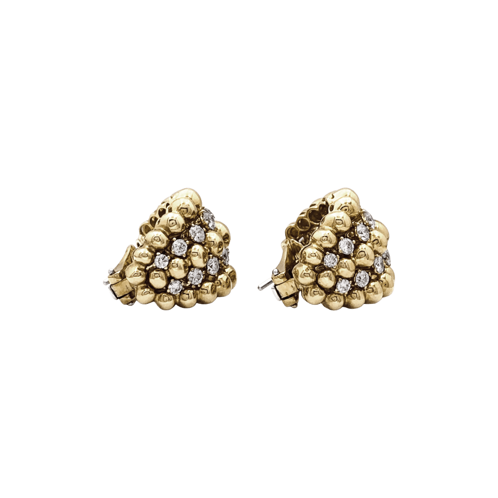 Boucles d'oreilles BOUCHERON "Grain de raisin" en or jaune et diamants - Castafiore