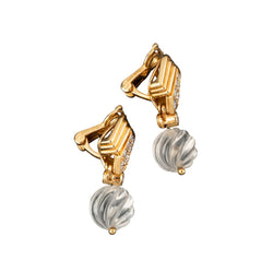 Boucles d'oreilles Boucheron Pendantes en or jaune, perle et diamants - Castafiore
