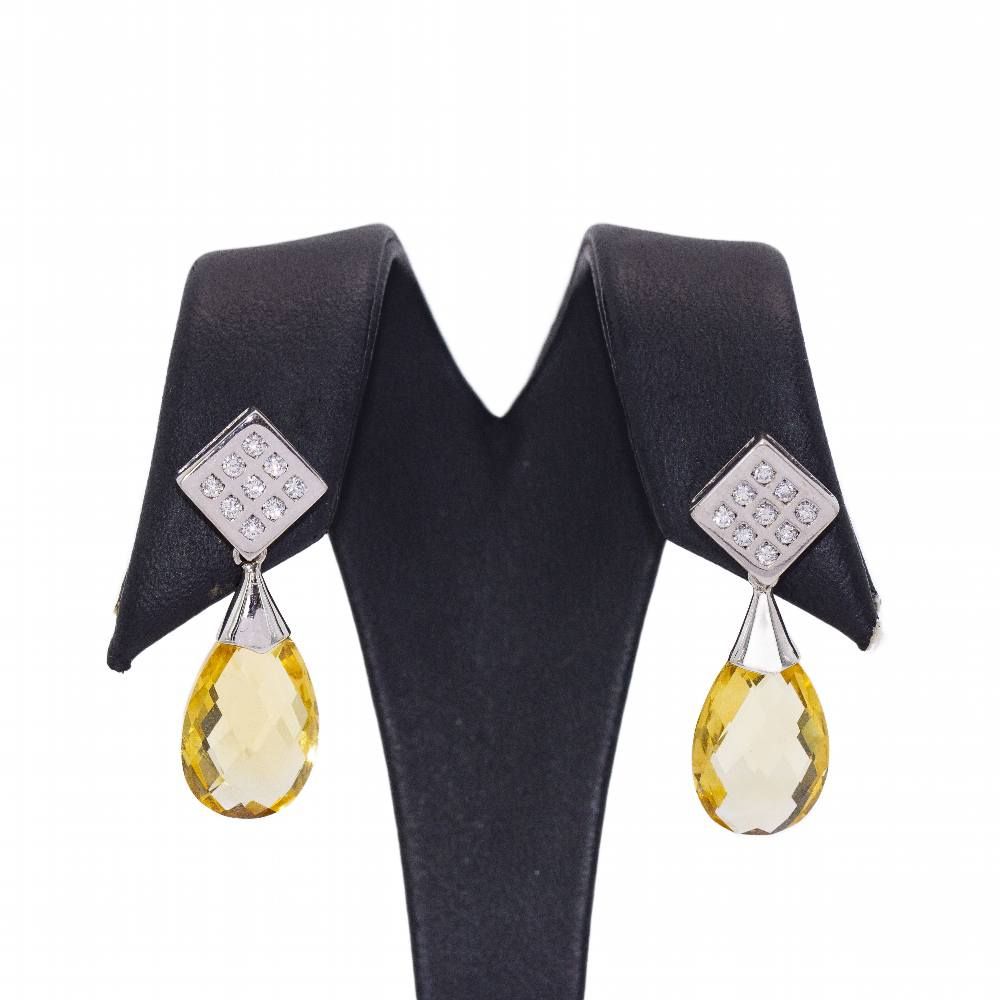 Boucles d'oreilles BRIOLE Citrine et Diamants - Castafiore