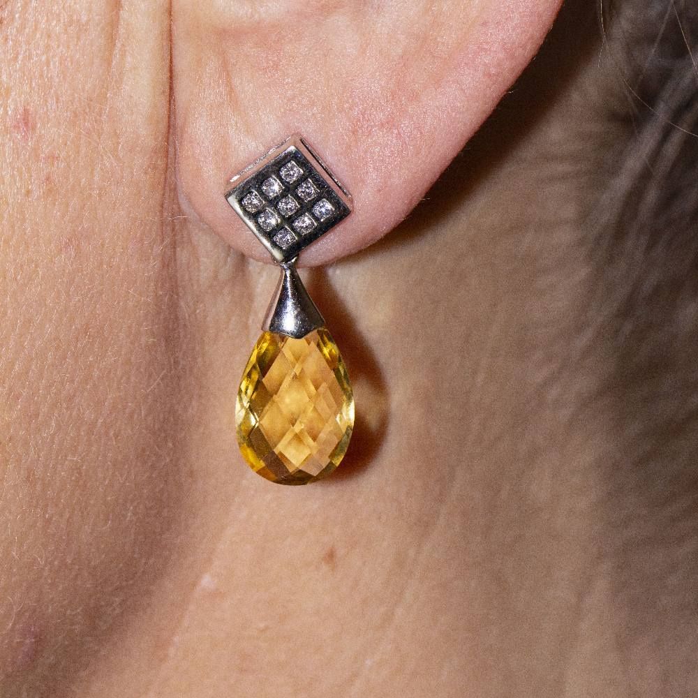 Boucles d'oreilles BRIOLE Citrine et Diamants - Castafiore