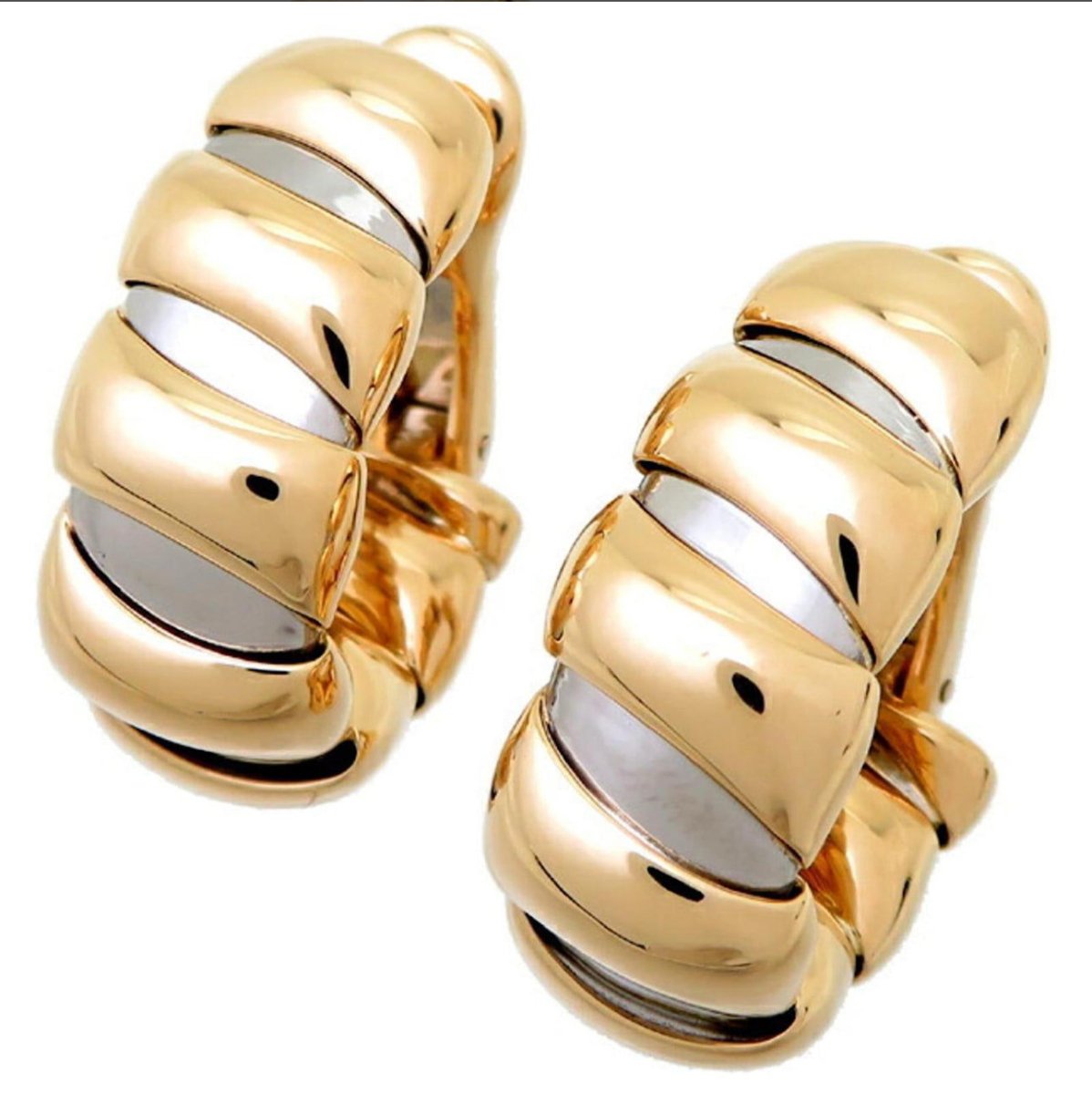 Boucles d'oreilles Bulgari Tubogas en or et acier inoxydable - Castafiore