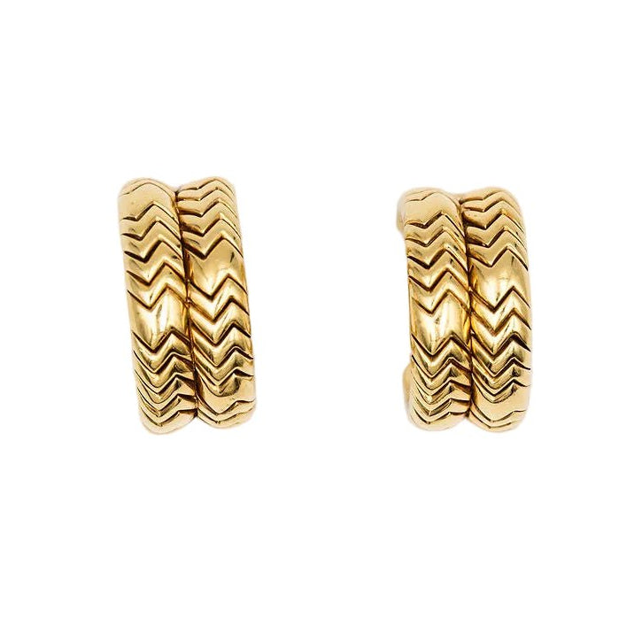 Boucles d'oreilles BVLGARI "Spiga" créoles en or jaune - Castafiore