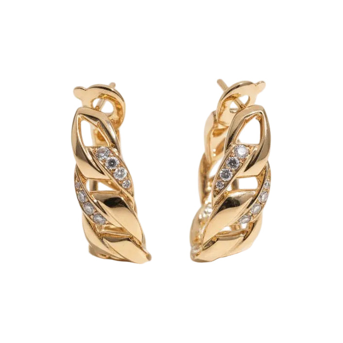 Boucles d’Oreilles CARTIER "Bergame" en or jaune et diamants - Castafiore