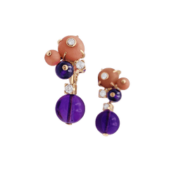 Boucles d'oreilles CARTIER Délices de Goa en or rose améthystes, diamants et corail - Castafiore