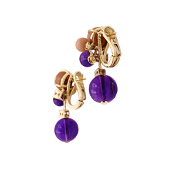 Boucles d'oreilles CARTIER Délices de Goa en or rose améthystes, diamants et corail - Castafiore
