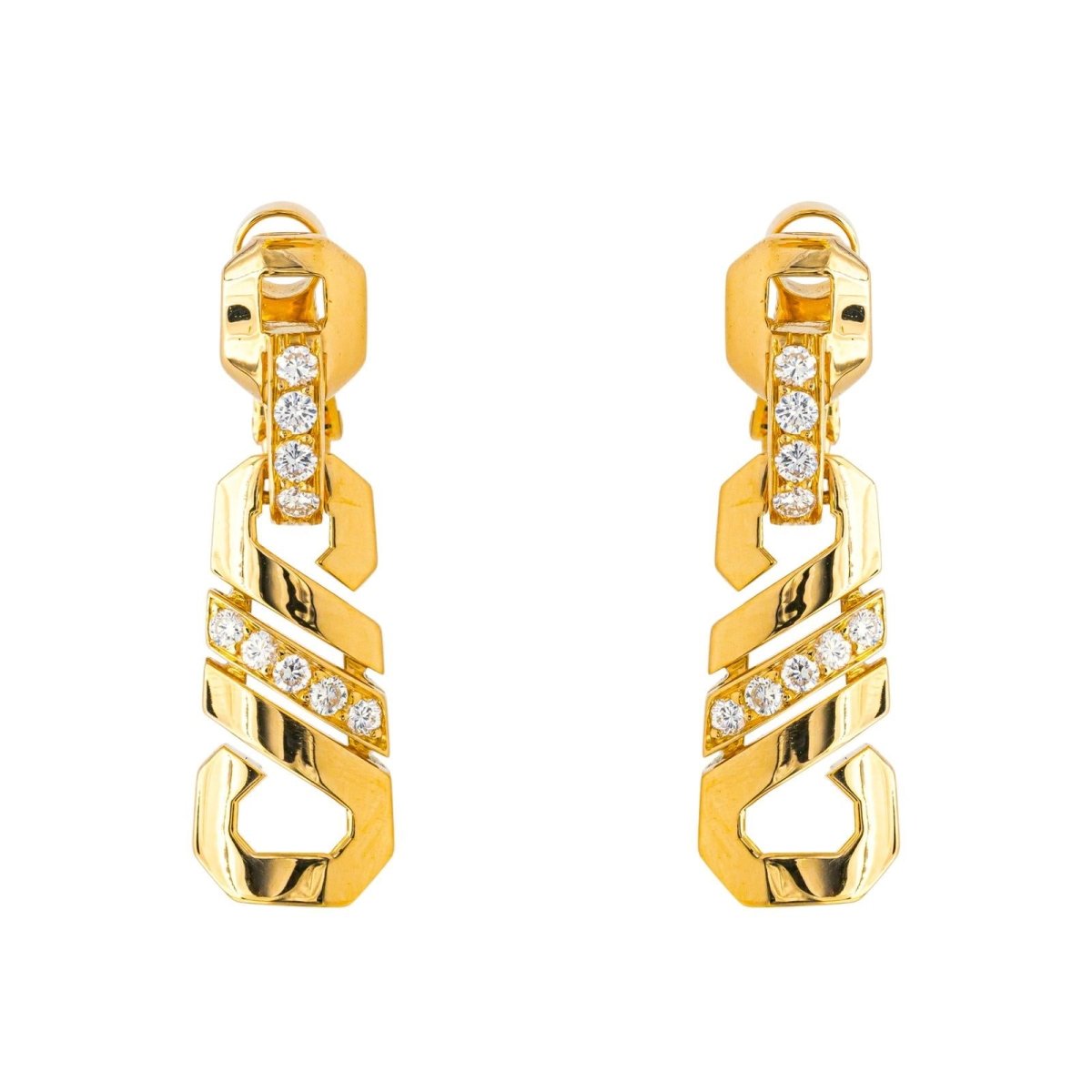 Boucles d'oreilles CARTIER en or jaune et diamants - Castafiore