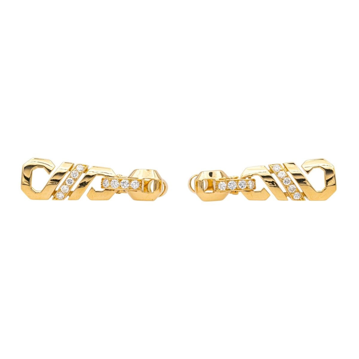 Boucles d'oreilles CARTIER en or jaune et diamants - Castafiore