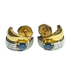 Boucles d'oreilles CARVEN Enroulement en or jaune et blanc saphirs et diamants - Castafiore