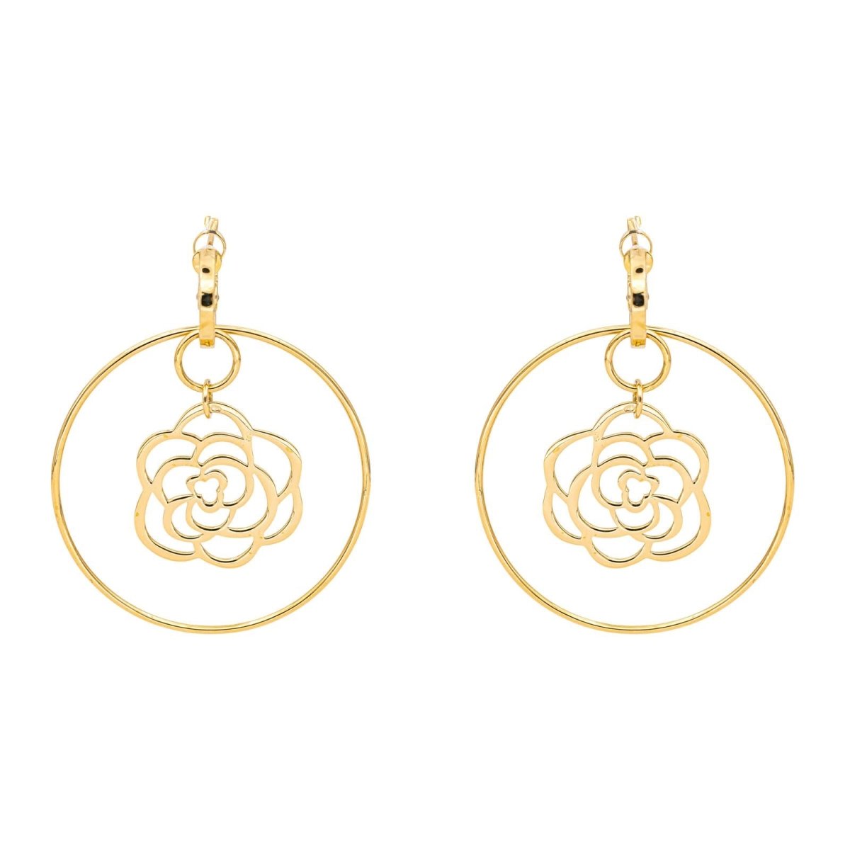 Boucles d'oreilles CHANEL "Camélia" en or jaune - Castafiore