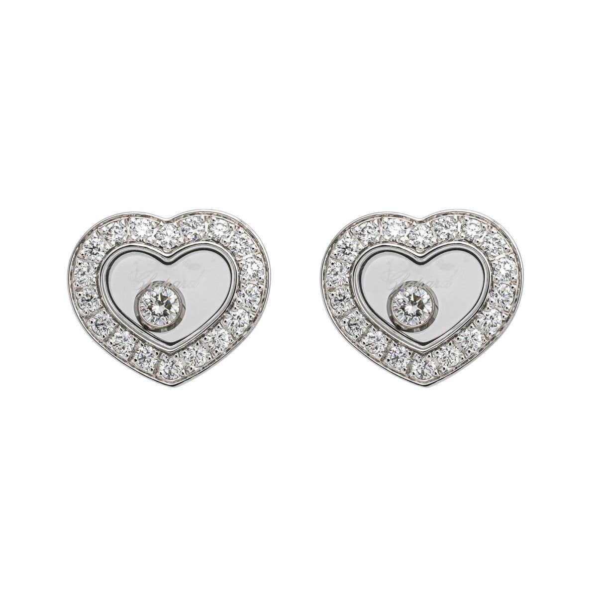 Boucles d'oreilles CHOPARD "Happy Diamonds" en or blanc et diamants - Castafiore