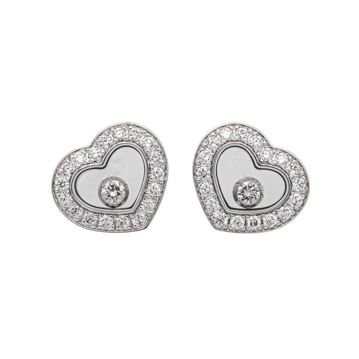 Boucles d'oreilles CHOPARD "Happy Diamonds" en or blanc et diamants - Castafiore