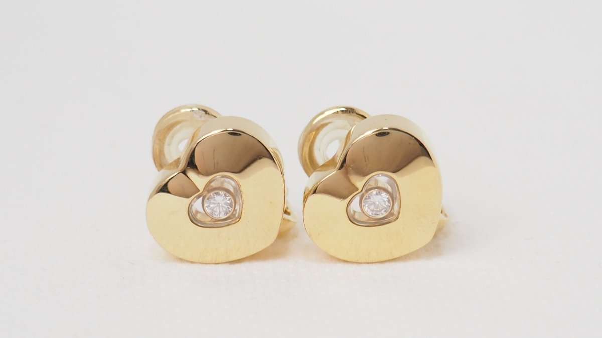 Boucles d'oreilles Chopard Happy Diamonds en or jaune et diamant - Castafiore