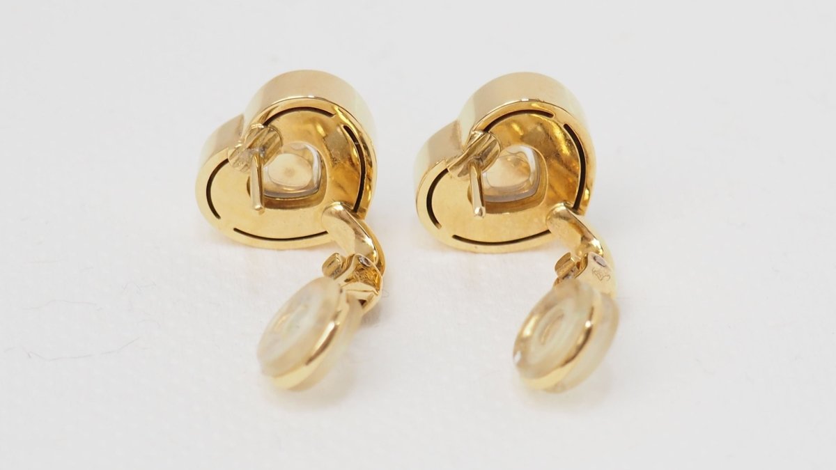 Boucles d'oreilles Chopard Happy Diamonds en or jaune et diamant - Castafiore