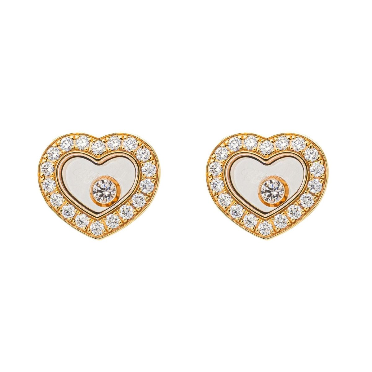 Boucles d'oreilles CHOPARD "Happy diamonds" en or rose et diamants - Castafiore