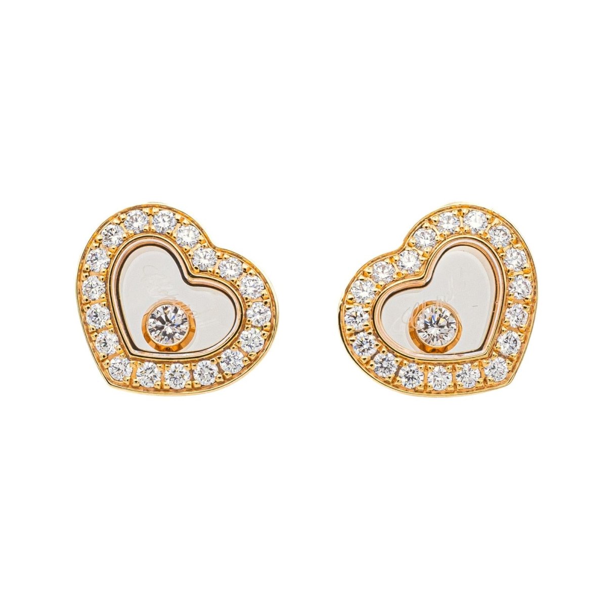 Boucles d'oreilles CHOPARD "Happy diamonds" en or rose et diamants - Castafiore