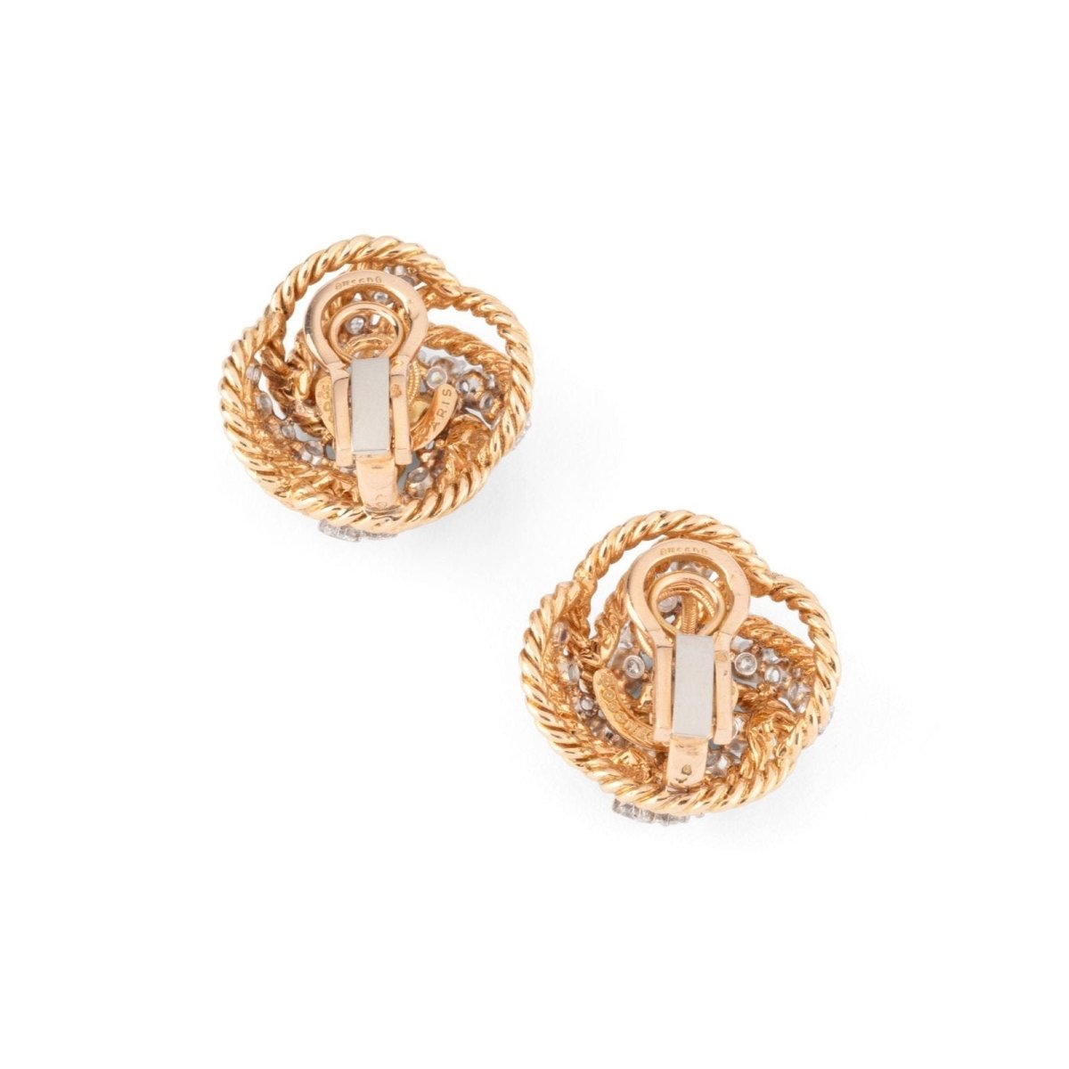 Boucles d'oreilles Clip BOUCHERON en or jaune et diamants - Castafiore