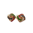 Boucles d'oreilles Clip BOUCHERON Tutti Frutti en or jaune, émeraudes, rubis, saphirs et diamants - Castafiore